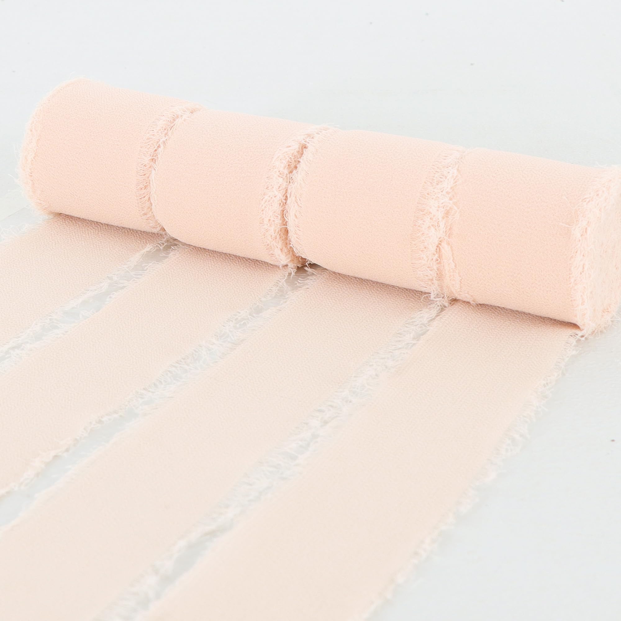 TONIFUL 4 Rolls Nude Chiffon Ribbon 1 1/2 inch× 5.5 Yards Fabric Silk Ribbon for Gift Wrapping Wedding Party Decoration Flower Bouquet Wrapping Bows Making DIY Crafts(Total 22yards) - Image 3
