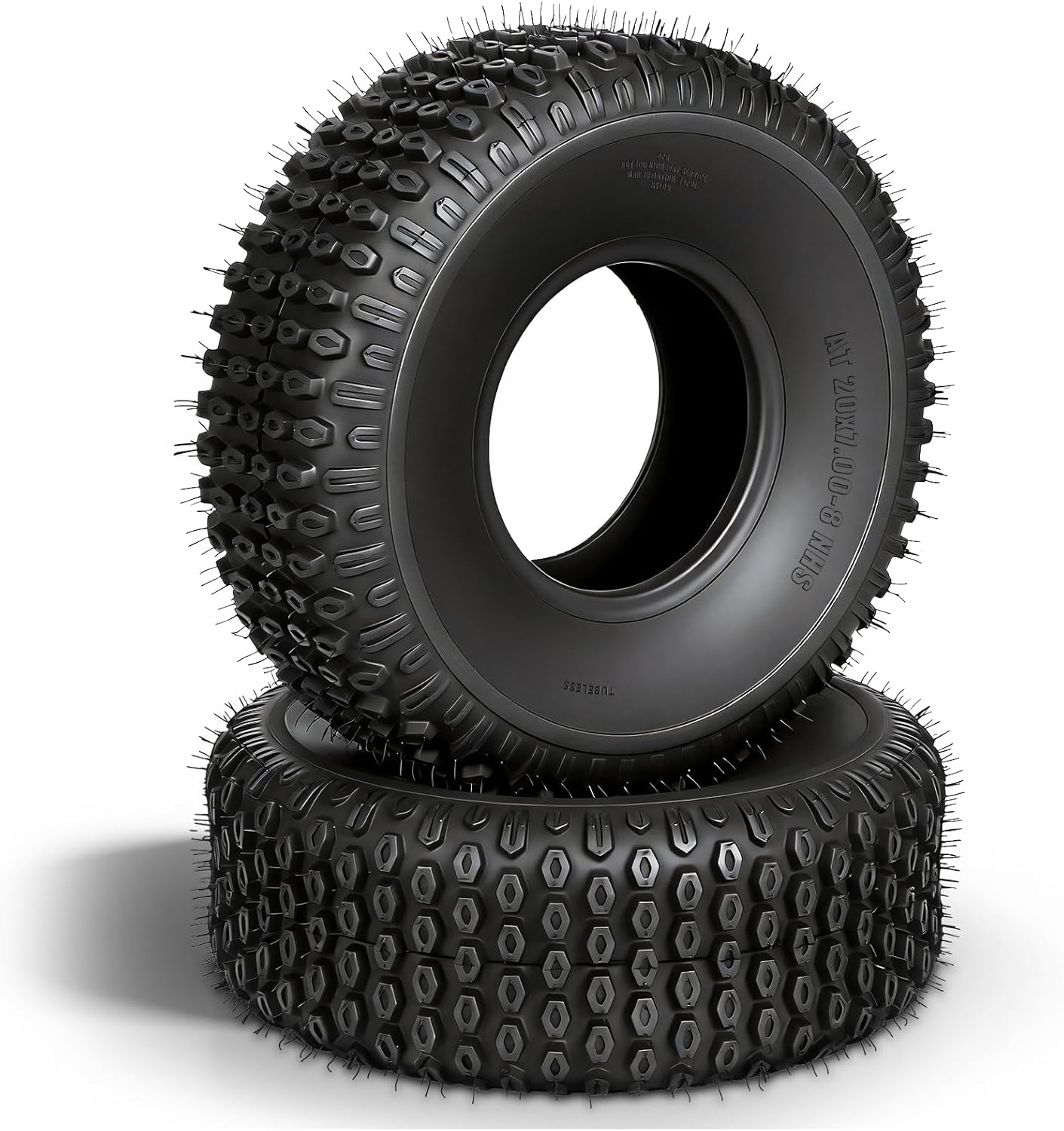 TRIBLE SIX Set of 2 20x7-8 ATV/UTV Tires, 20x7x8 All-Terrain Mud & Trail Tires, 4-Ply Rated, Heavy Duty Tubeless, Non-Directional Tread