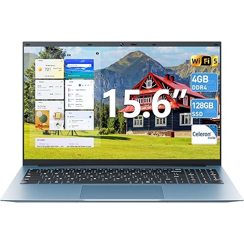 Naclud Laptop 15.6 Inch Laptops Computer, Celeron N4000 Processor, Win 11, 4GB RAM 128GB SSD, BT5.0, HDMI, Webcam, 7000mah Battery, 180° Viewing, 2.4/5G WiFi, USB 3.2, Type-C(Gray)