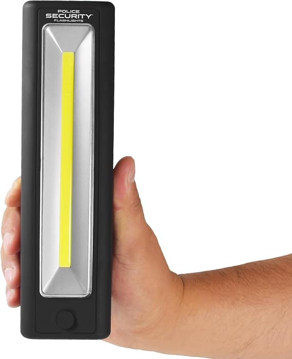 Police Security Widescope Worklight Flashlight - 350 Lumen LED Light, Broad Beam Portable Work Light with Magnetic Base & Hook, 25 Meter Beam Distance, Hands-Free Utility Light for Work & Home