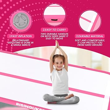 Air Gymnastics Track Tumbling Mat Inflatable | Training Tumble Mat for Home Gym Outdoor, Cheerleading Gymnastics Mats with Pump