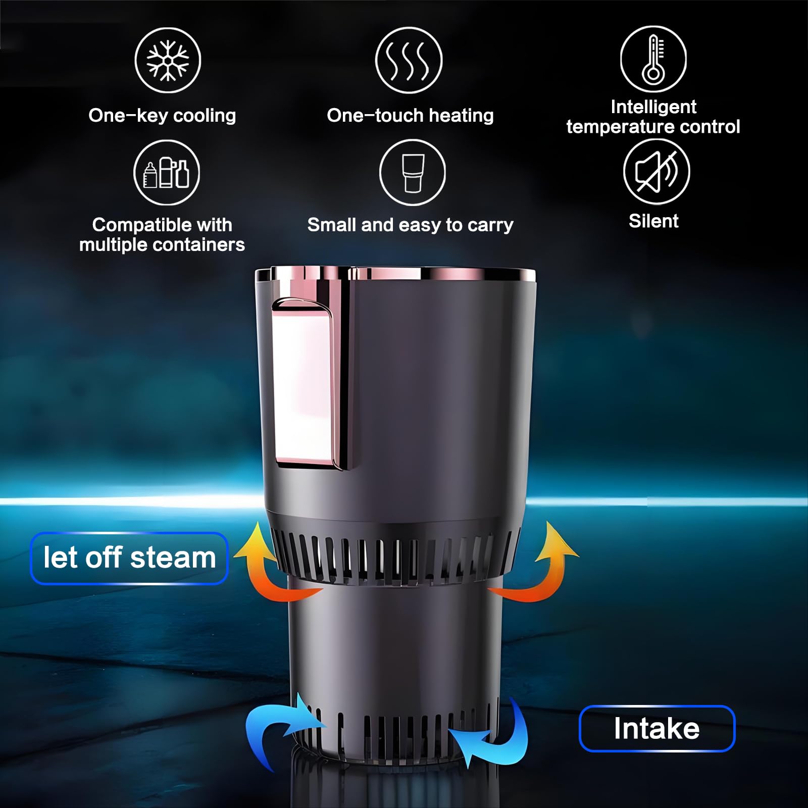 Porte-gobelet intelligent 2 en 1 pour voiture, refroidisseur et réchauffeur de boissons, refroidissement ou chauffage des boissons, affichage de la température LED, contrôle tactile, pour camping-car