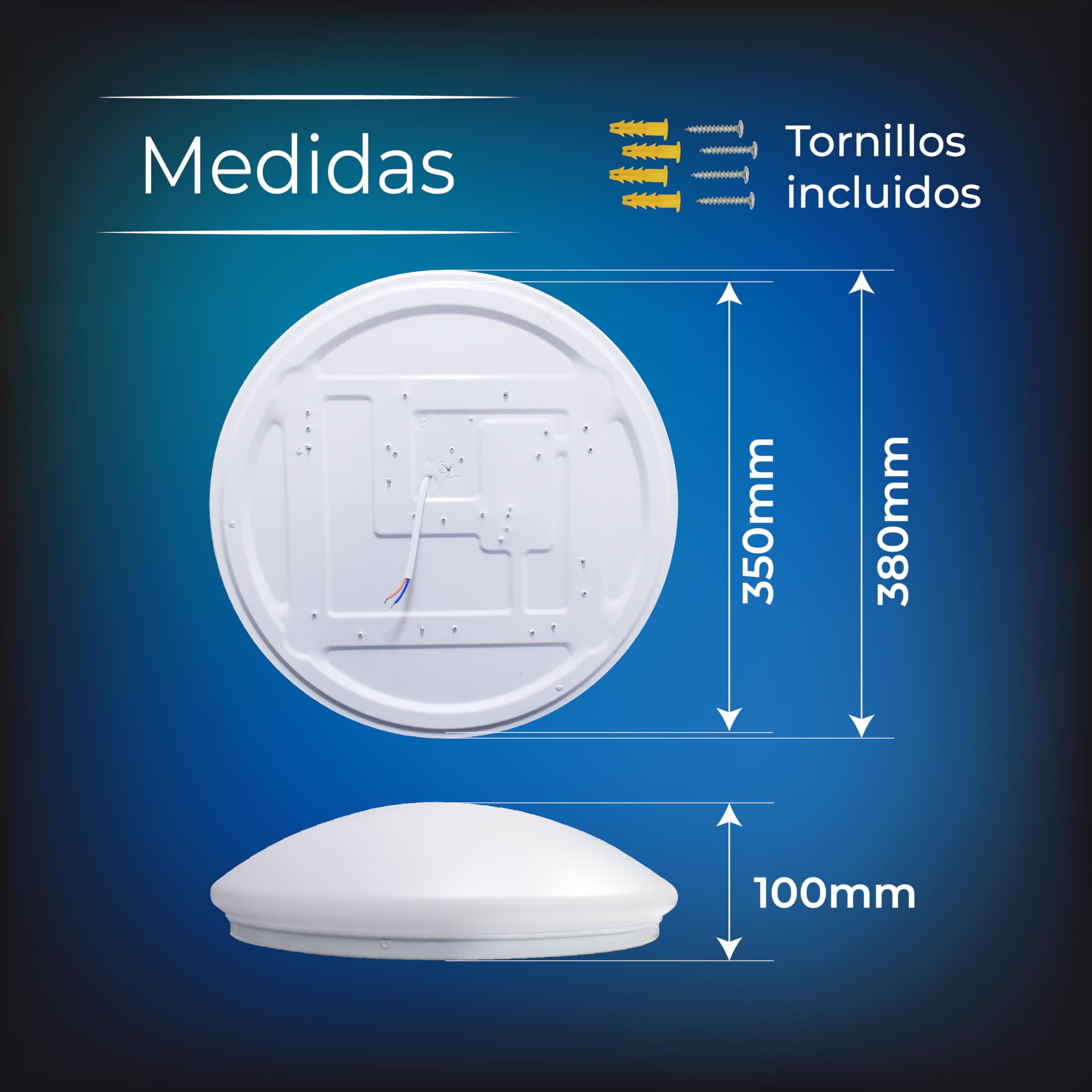 LED ATOMANT 4x Plafon LED Superficie 38cm 36W CCT 3000-6500K 3600lm Baño | Con Selector de color CCT, Driver incluido