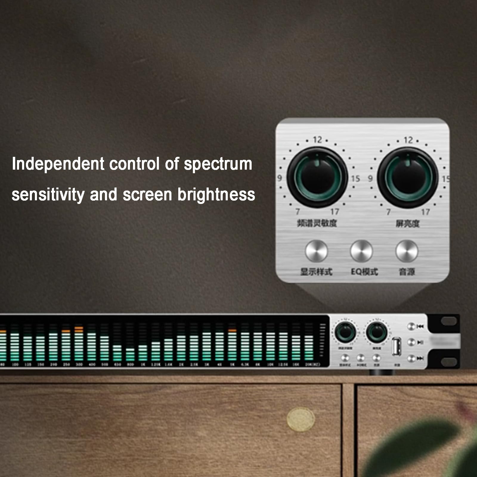 Ecualizador Gráfico De 31 Bandas, Analizador De Espectro De Audio, Visualización De Nivel De Frecuencia En Tiempo Real, Brillo De Pantalla Ajustable, con 5 Modos Preestablecidos