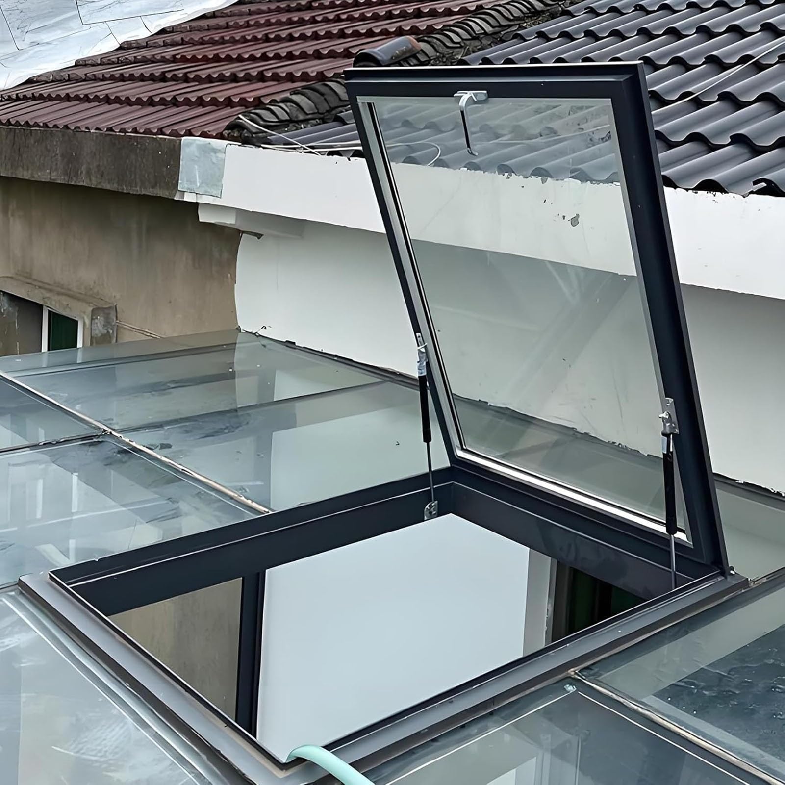Hzimhnhi One Color 1Pc Customizable Aluminum Alloy Roof Hatch Skylight - Secure Access For Attics, Basements, Garages, And More(80X100cm)