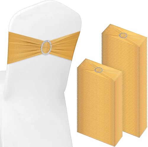 CHENGU 150 cintas elásticas de elastano para silla, lazos elásticos para silla, lazos con hebilla deslizante para bodas, fiestas, recepciones,