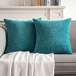 MIULEE Pack of 2 Beige Chenille Decorative Pillow Covers 18x18 Inch | Couch Throw Pillows Farmhouse Soft Cushion Covers for Spring Home Decor Sofa Bedroom Living Room