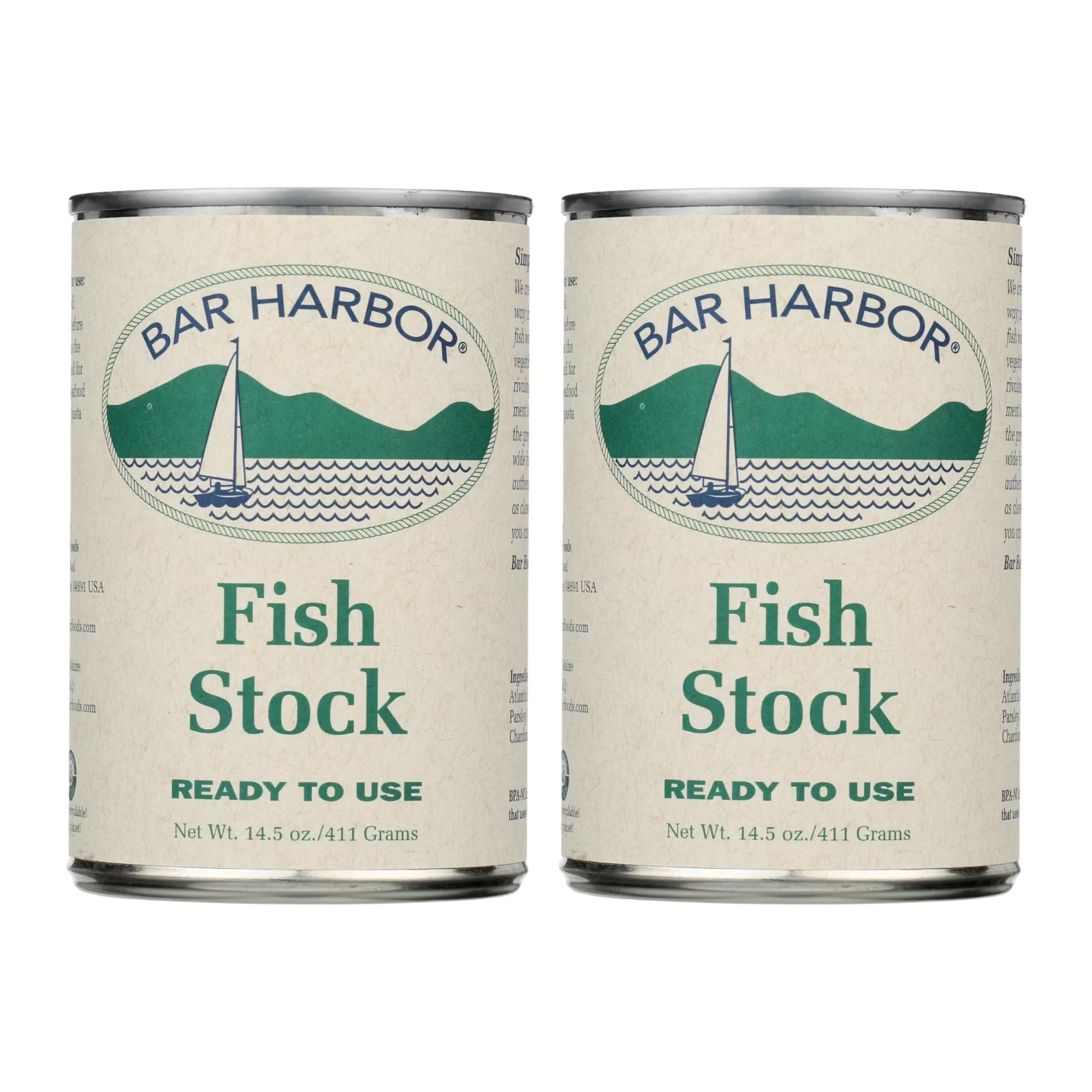 Bar Harbor Fish Stock, 14.5 oz (411g) – Ready-to-Use Haddock Stock, Chef-Favorite for Risotto, Rice & Pasta [Pack of 2]