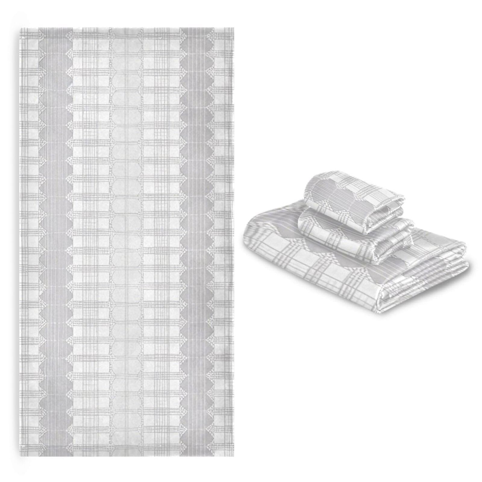 Set di 3 asciugamani decorativi per il viso a righe grigie graziose, 1 asciugamano da bagno, 1 asciugamano per le mani, 1 panno per la casa, cucina e famiglia