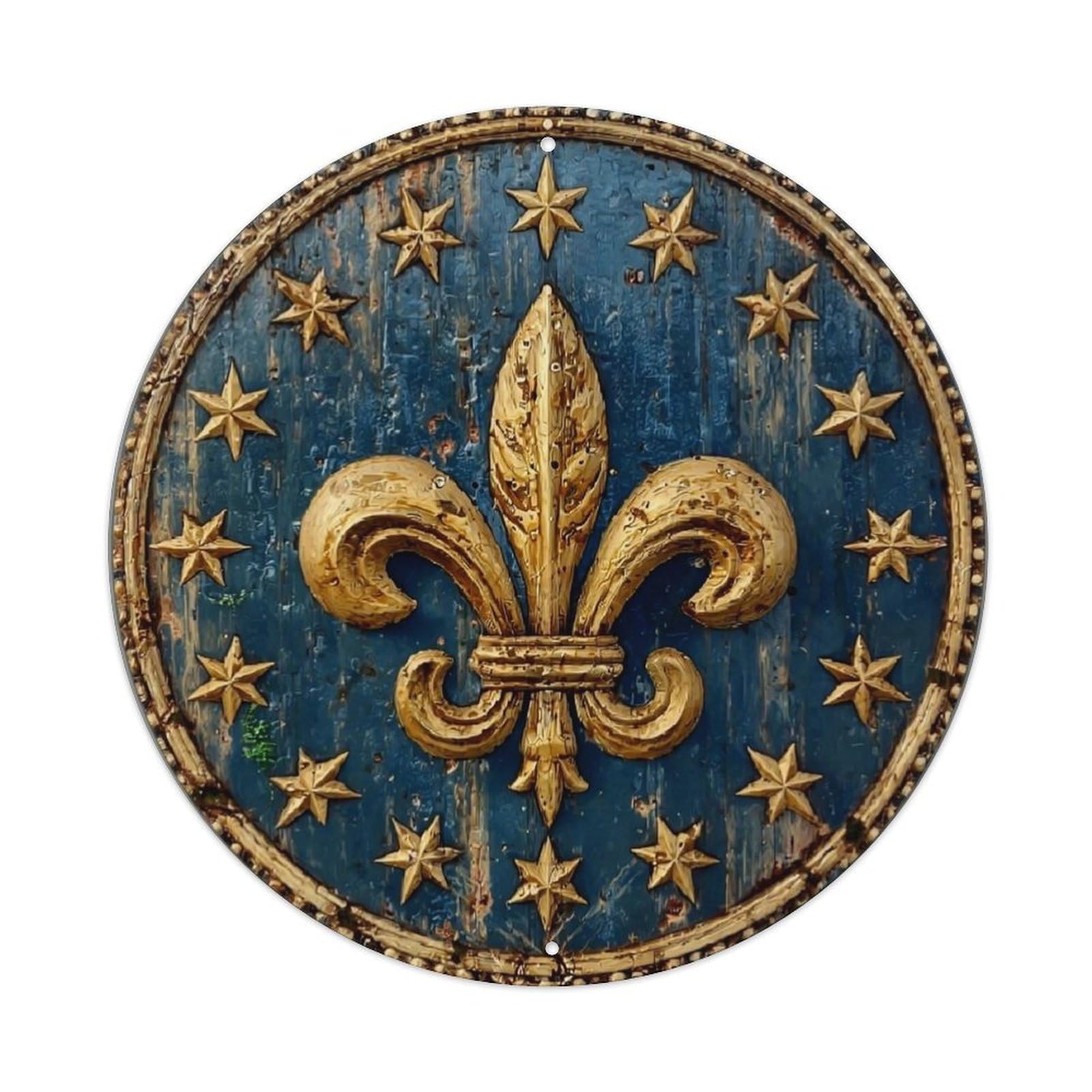Fleur De Lis Stars Blue Shield Tin Sign Metal Poster Vintage Metal Signs for Home Man Cave Bar Cafe Kitchen laundry room Wall Decorations Gift 8x8Inch