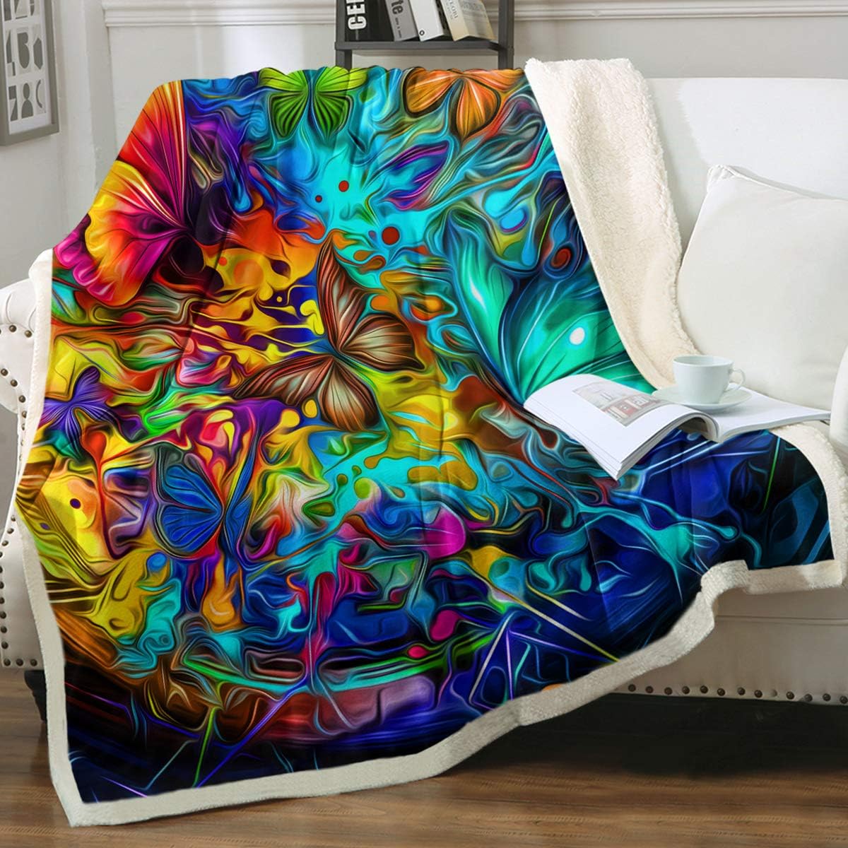 Sleepwish Fleece Throw Blanket Abstract Butterfly Colorful