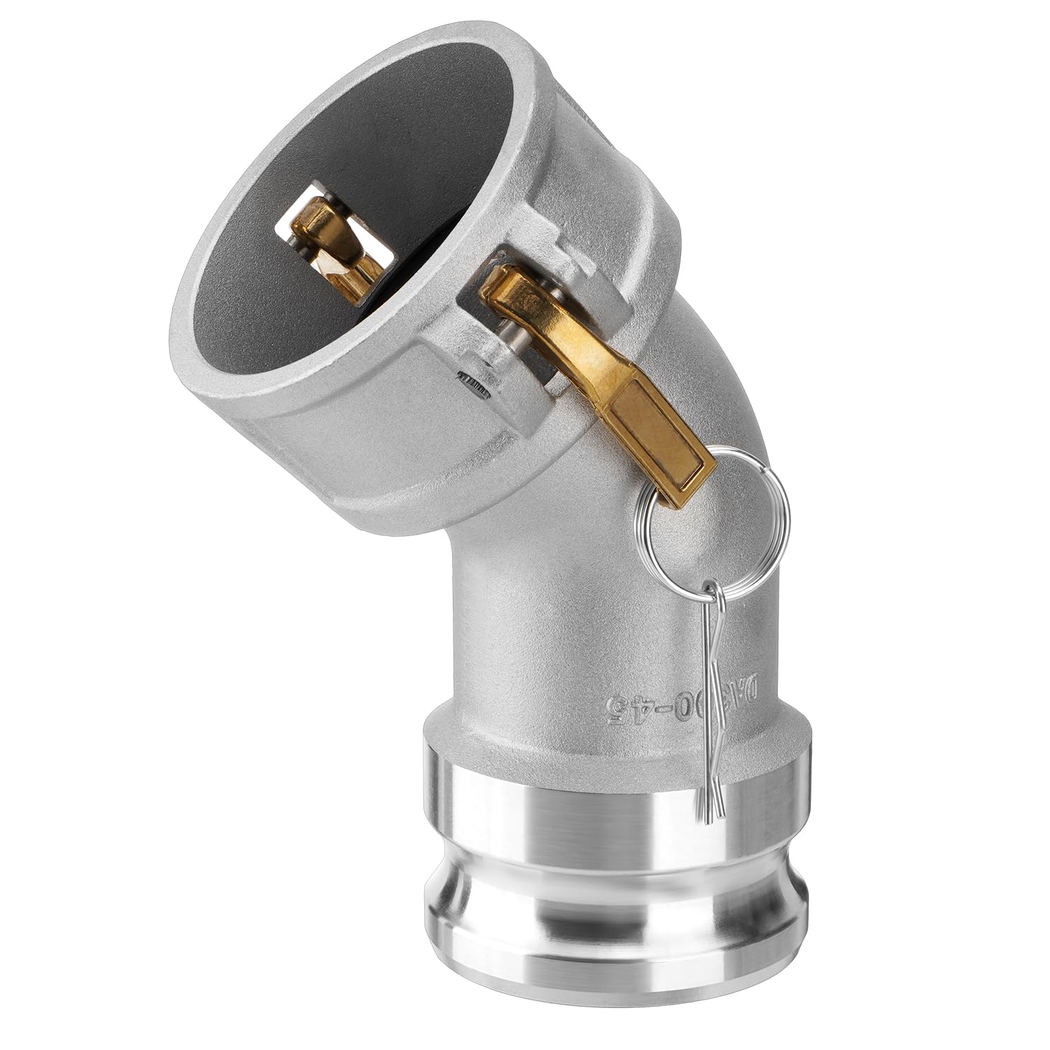 DA3030 Typ DA Nocken- und Rillenschlauchverschraubung, 45-Grad-Winkel, 7,6 cm Camlock weiblich x 7,6 cm männlich, 125 PSI, Aluminiummaterial (CAM-30-DA45-AL)