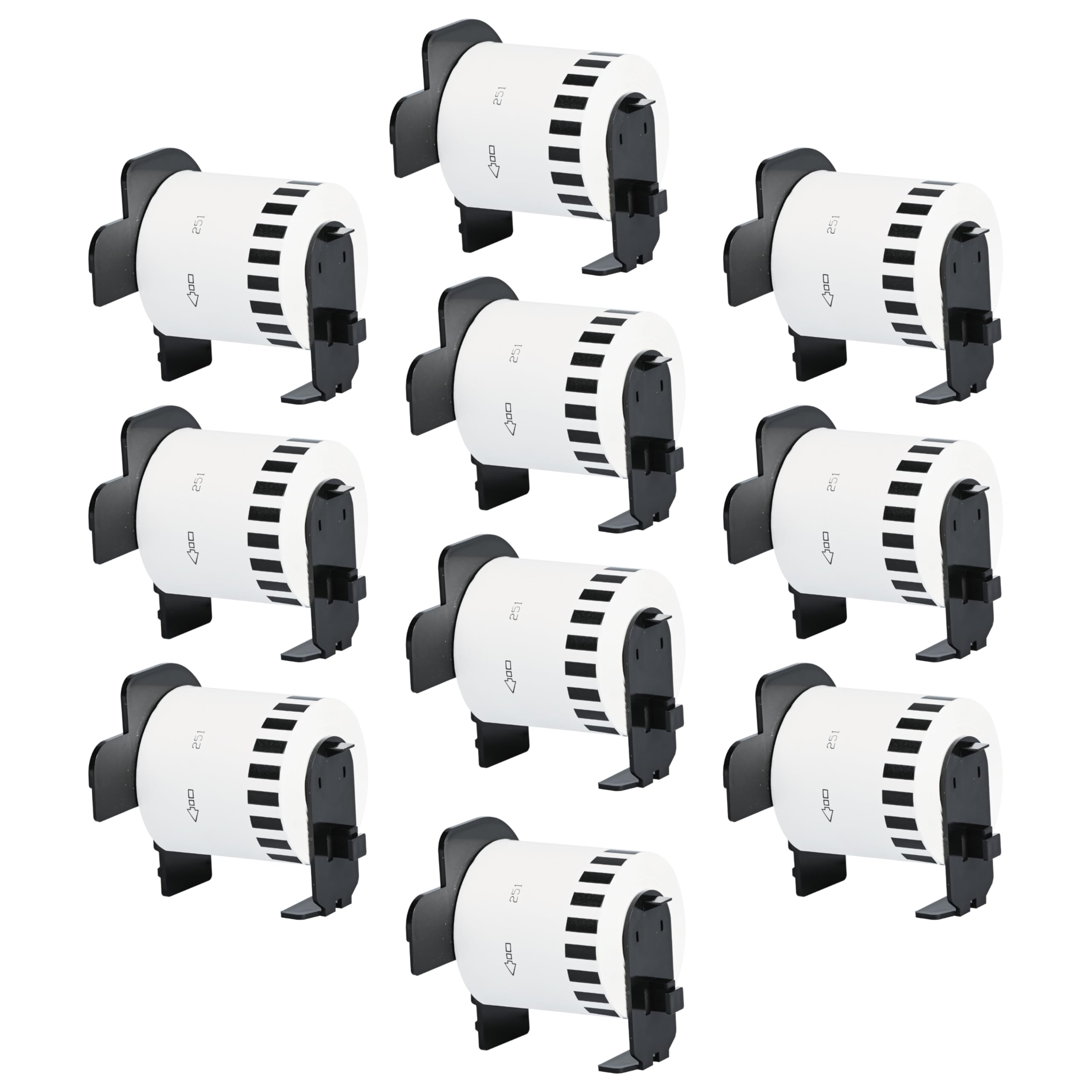 Double Dragon DK-22251 Continuous Labels Roll, 62mm(W) x 15.24m(L) | Red & Black Print on White | Compatible with Brother P-Touch QL-800, QL-810W, QL-820NWB | Comes with Holder (Pack of 10) — image 1