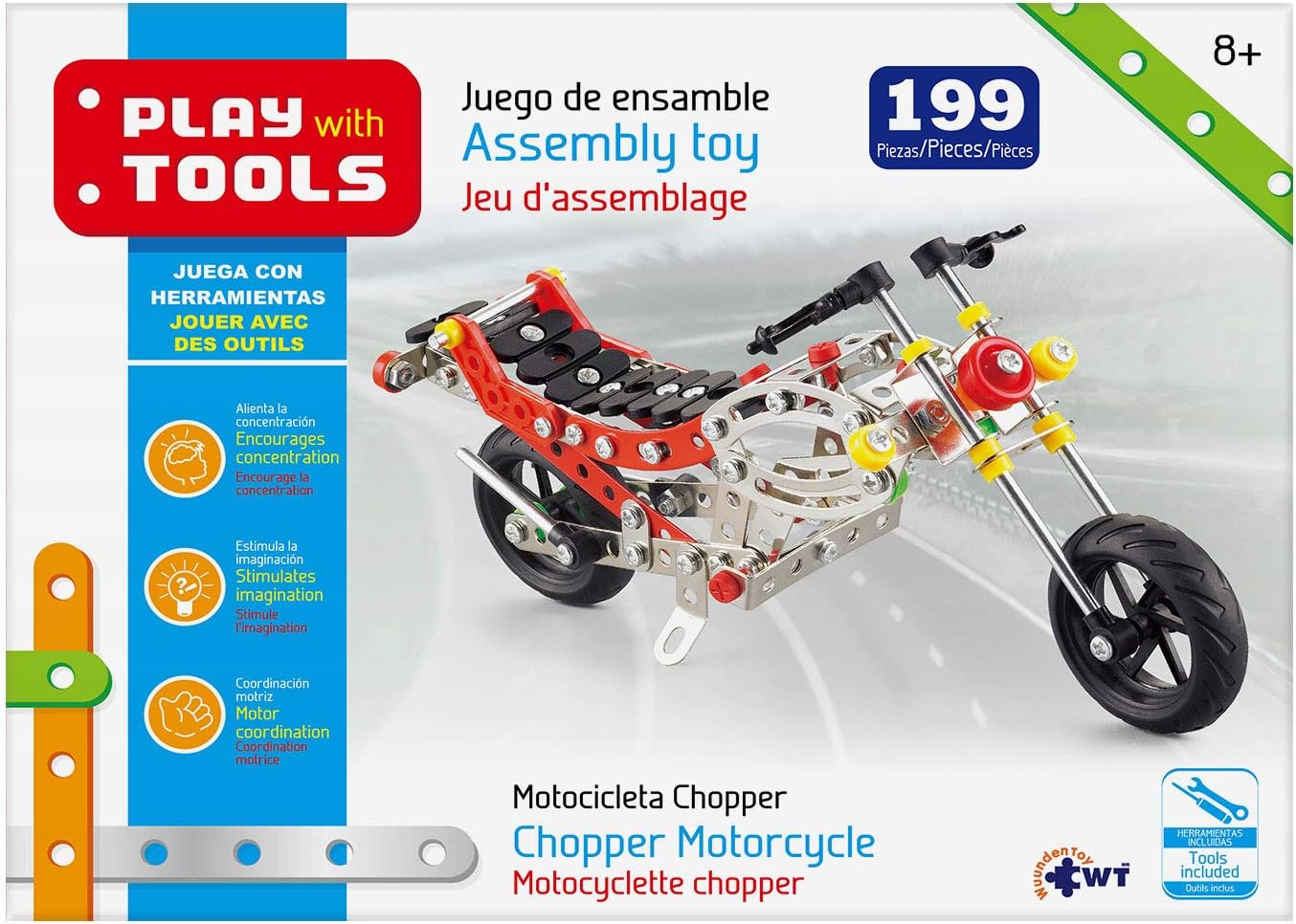 WUUNDENTOY Play with Tools Metal DIY Super Chopper Motorcycle Building