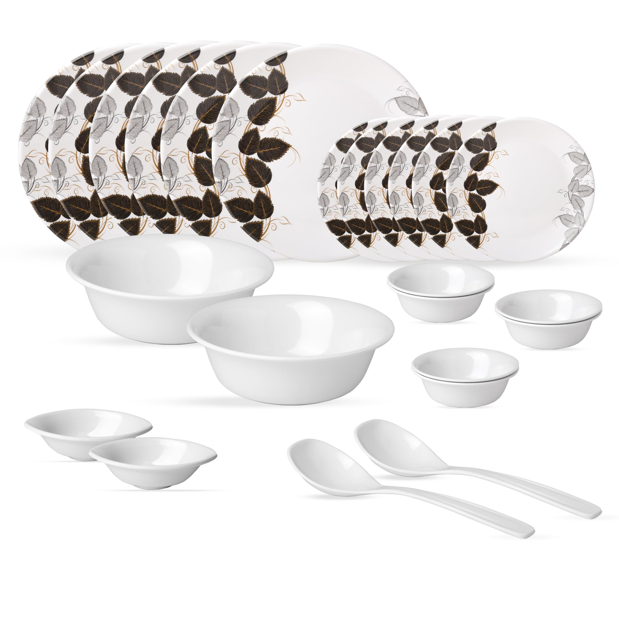Golden Fish 24-Piece Melamine Dinner Set - Durable & Stylish -8