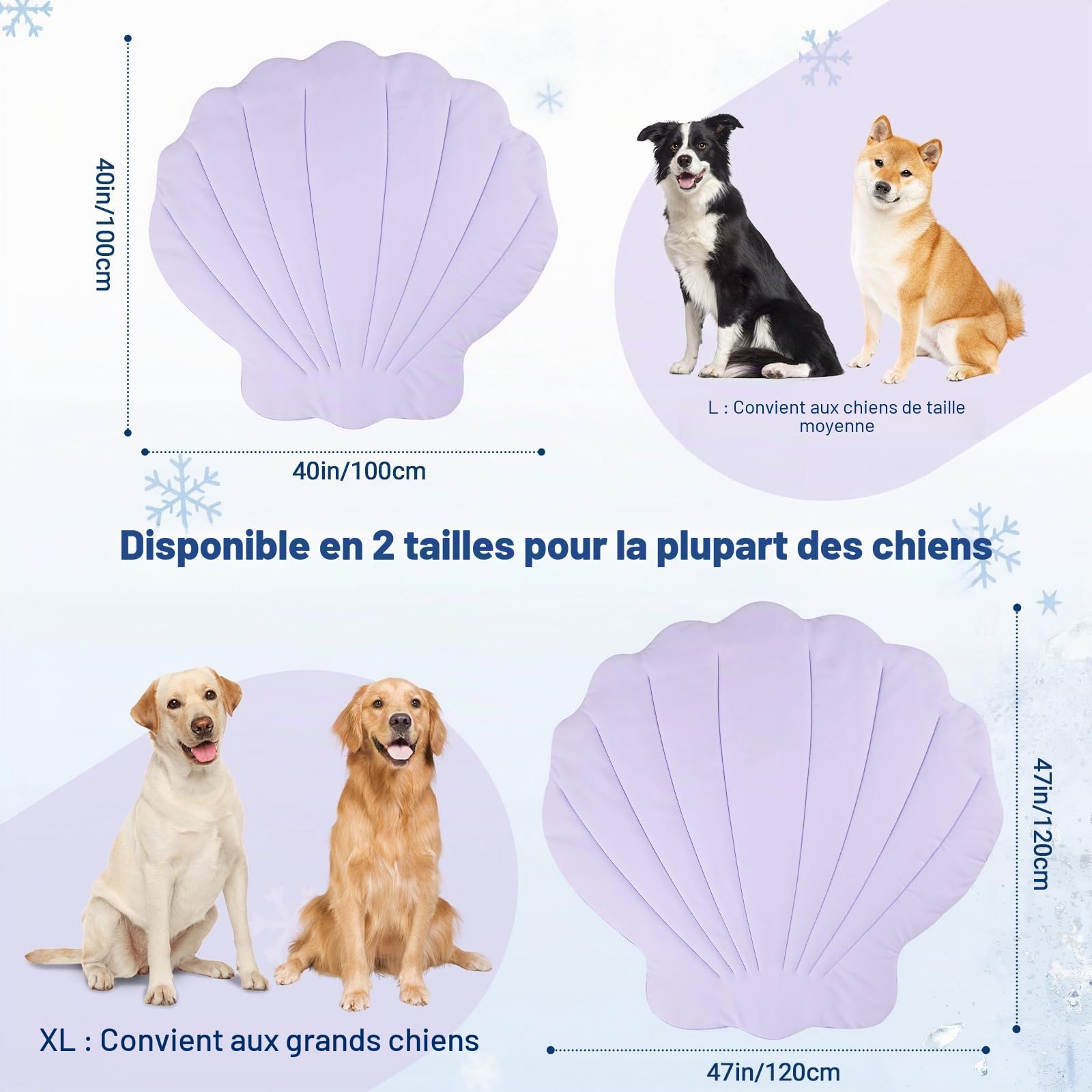 Tapis Rafraîchissant pour Chien 120 × 120 cm Grand, Q-Max>0,5 Tapis Auto-Refroidissant, Double Face Frais & Chaud pour Été, Cage, Lavable en Machine, Lit Frais Chat, sans Gel, Macaron Violet