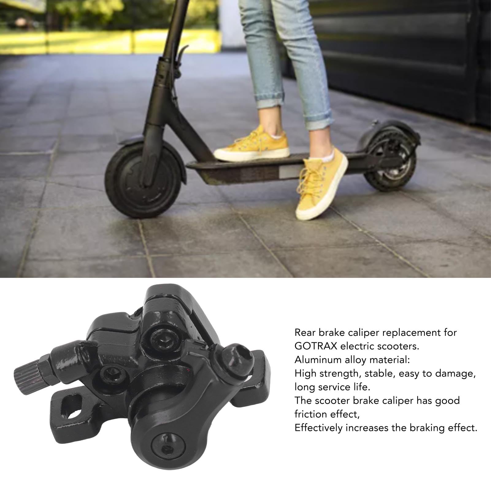 Fockety Electric Scooter Brake Caliper for GOTRAX, Aluminum Alloy Rear Disc Brake Caliper Pads for Electric Scooter Replacement Parts Electric Scooter Mechanical Disc Front Brake