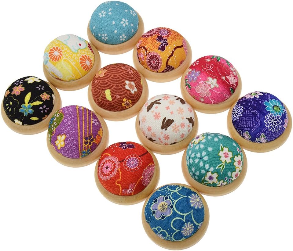 uys Floral Hemisphere Pin Cushion Wood Base Needle