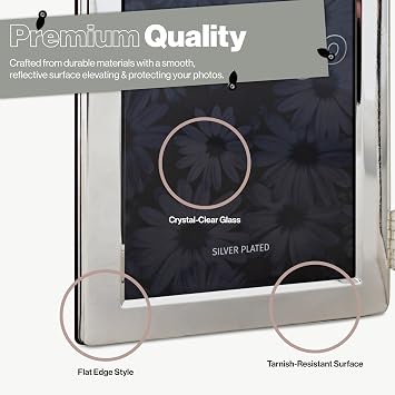 Silver Plated Flat Edge Double Photo Frame, 4x6 (10x15cm) Photo Size - Portrait Orientation - Real Glass Window - Traditional Silver Picture Frames - Tarnish Resistant