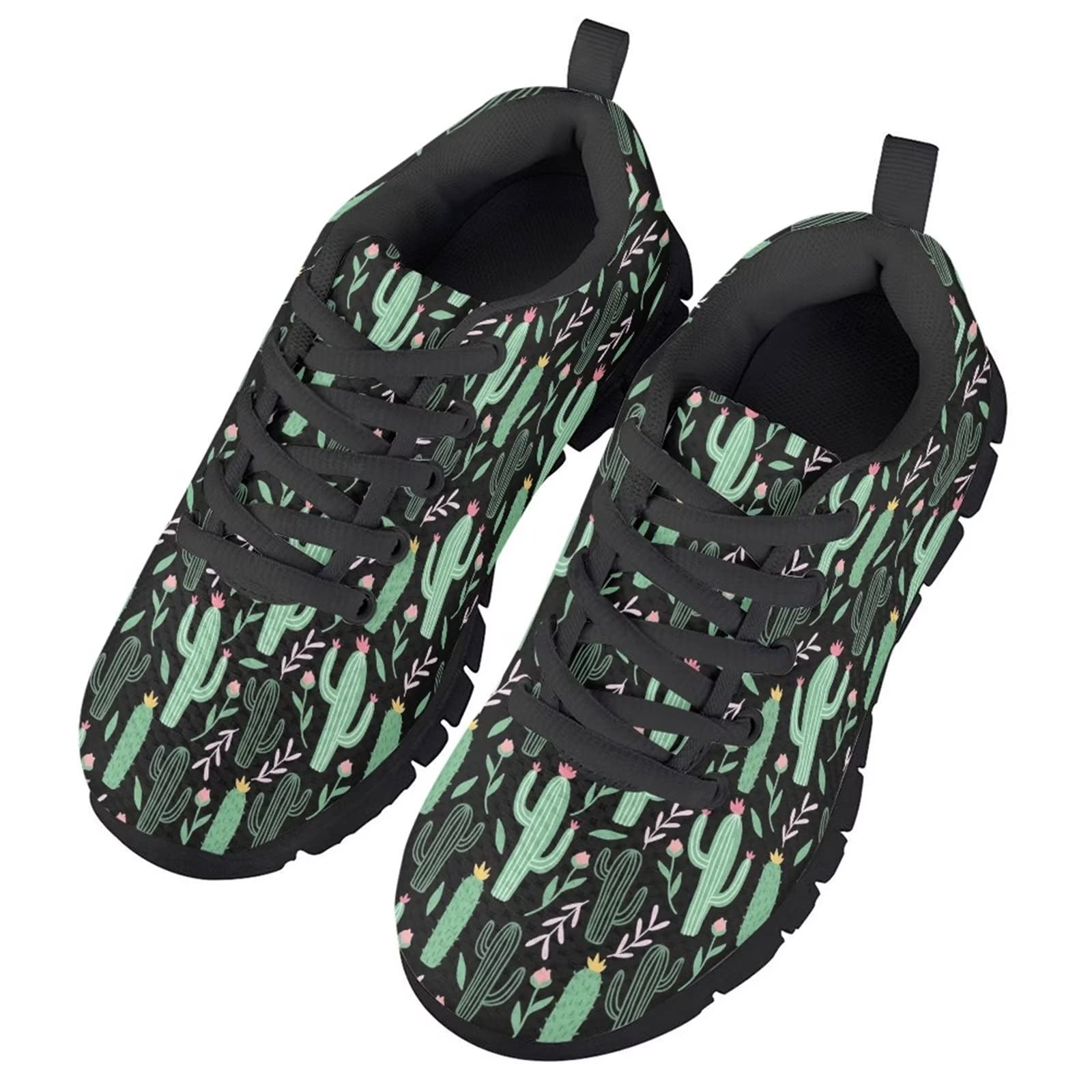 Zapatillas deportivas ligeras con cordones para correr y senderismo para niños y niñas, Cactus tropicales, 36 EU