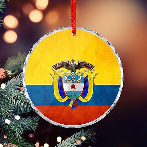 Miniatura 5 de Bandera de Colombia redonda decorativa colgante adornos para el hogar cristal Navidad colgante decoraciones