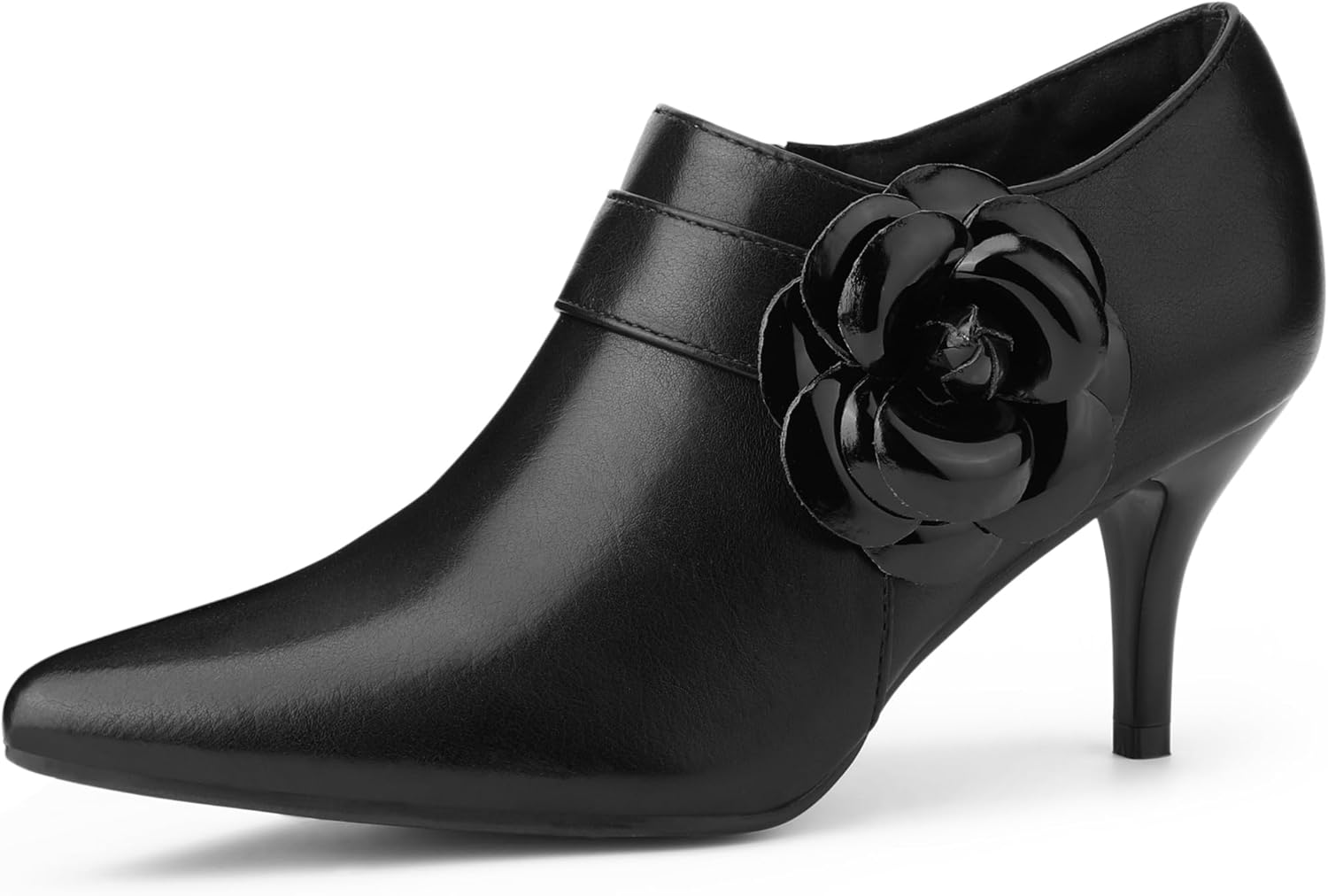 Allegra K Flower Stiletto Heels Pointy Toe Ankle Booties for Women