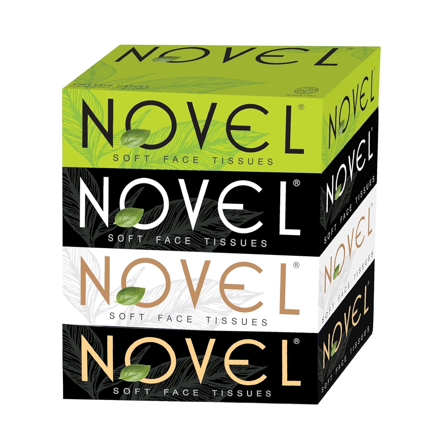 Novel Box Tissue Unscented 100 Pulls Pack of 4 (800 Sheets) | Ultra Soft, Skin Friendly & Highly Absorbent Face Tissues | Car, Home, Office, Travel-image-6