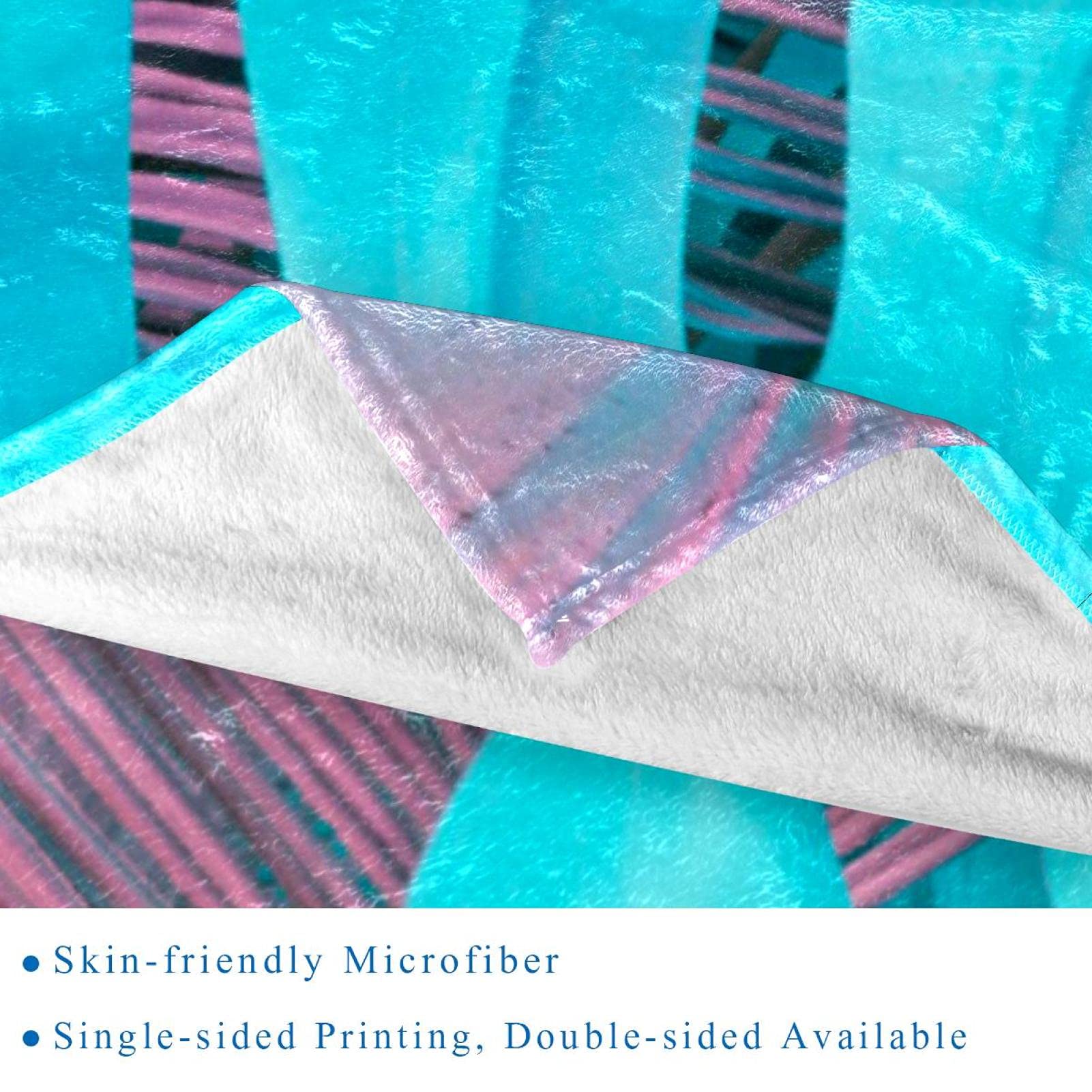 Manta de forro polar, súper suave, lujosa manta de ropa de cama tropical, color azul y rosa