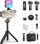 NEEWER TP38 Phone Camera Tripod, 15" Extendable Selfie Stick Metal Tripod Stand with Phone Holder, Action Camera Adapter Compatible with Hero 12 11 10 9, 360° Ball Head Travel Tripod for Vlogging