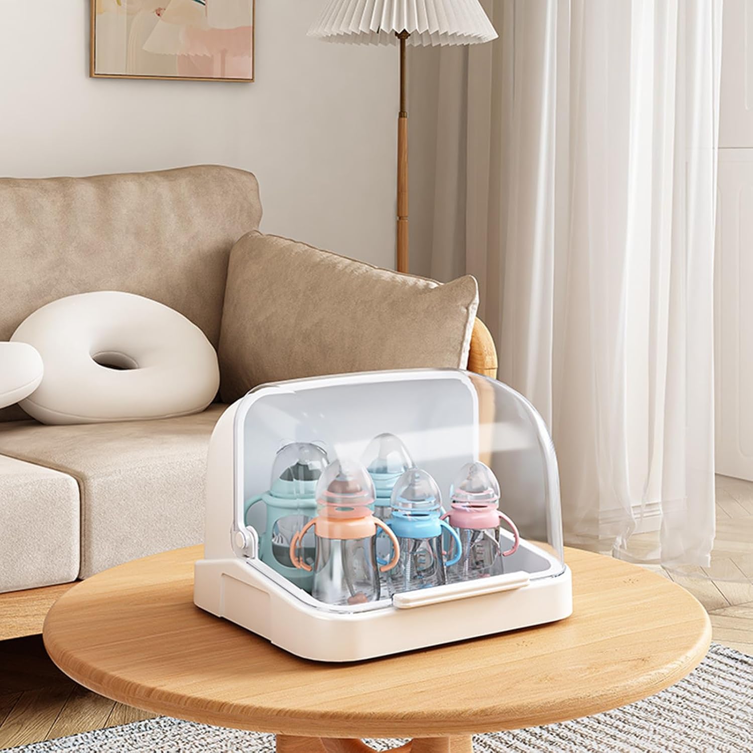 cjc Baby Bottle Drying Rack Storage Organizer with Cover – Portable, Durable Countertop Baby Bottle Holder