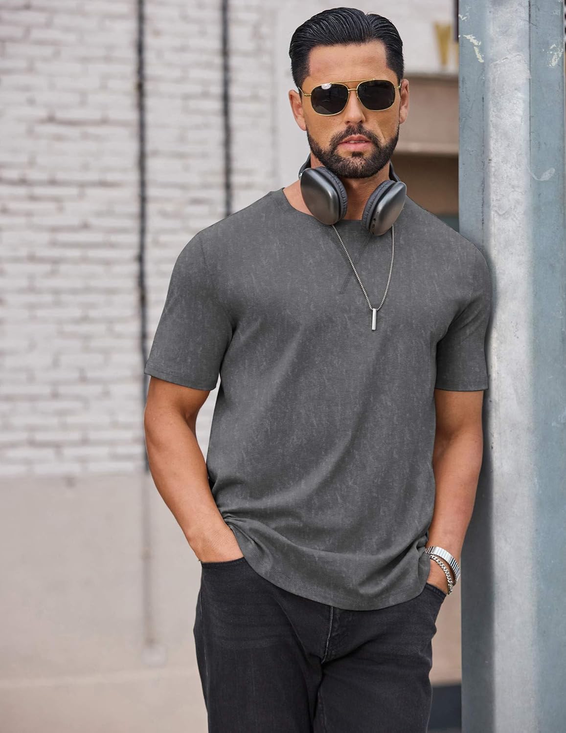 COOFANDY Mens Cotton T-Shirts Short Sleeve T Shirt Crew Neck Tees Casual Wash Basic Tee Shirts - Image 5