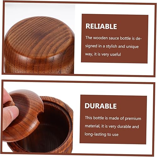 Miniatura 3 de PRETYZOOM Box Jujube Seasoning Bottle Salt Ceramic Spoon Wooden Oil Dispenser Soy Sauce Bottle Compose Containers Wooden Seasoning Jar Wooden Oil