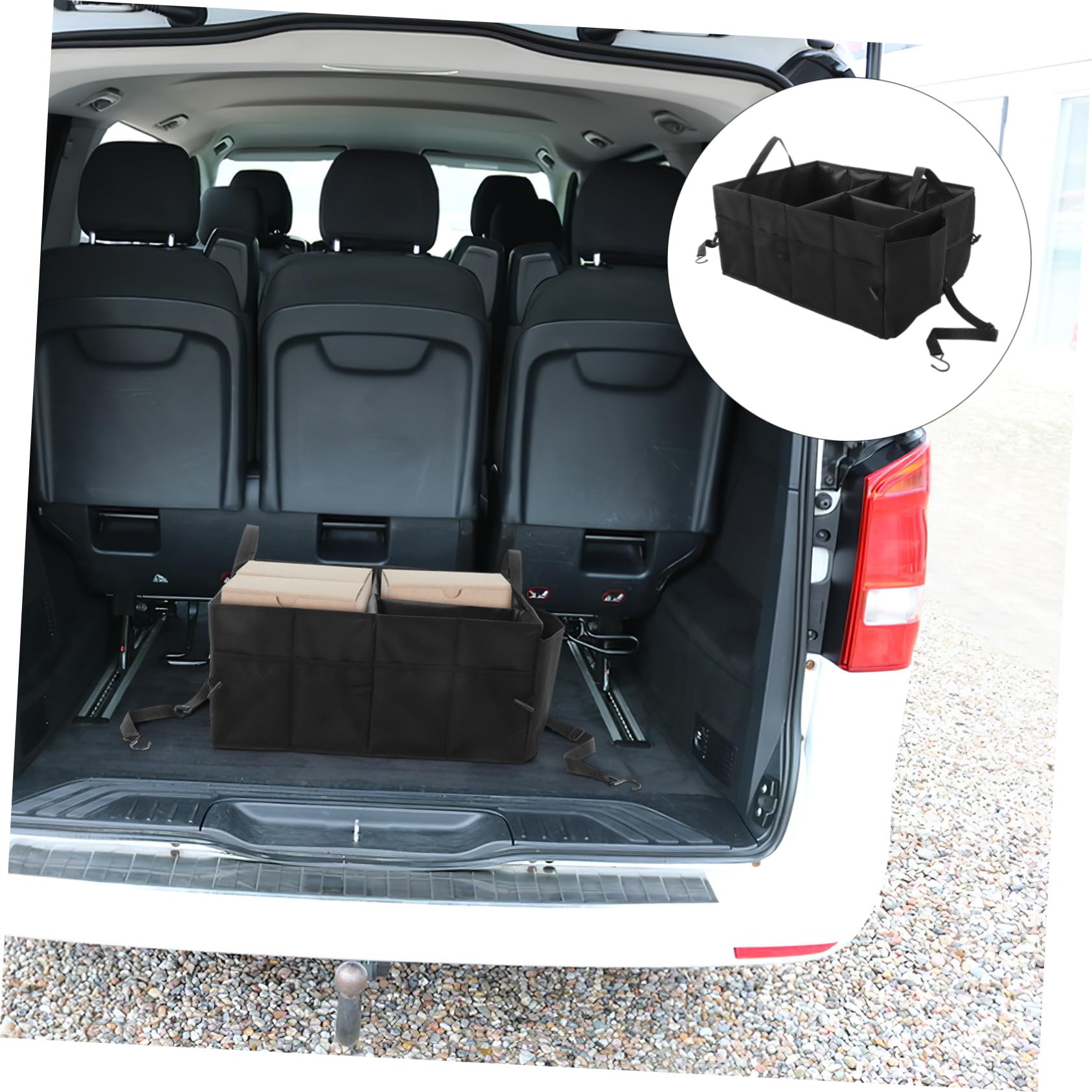Organizer Pieghevole Poliestere in Auto Nero Bagagliaio
