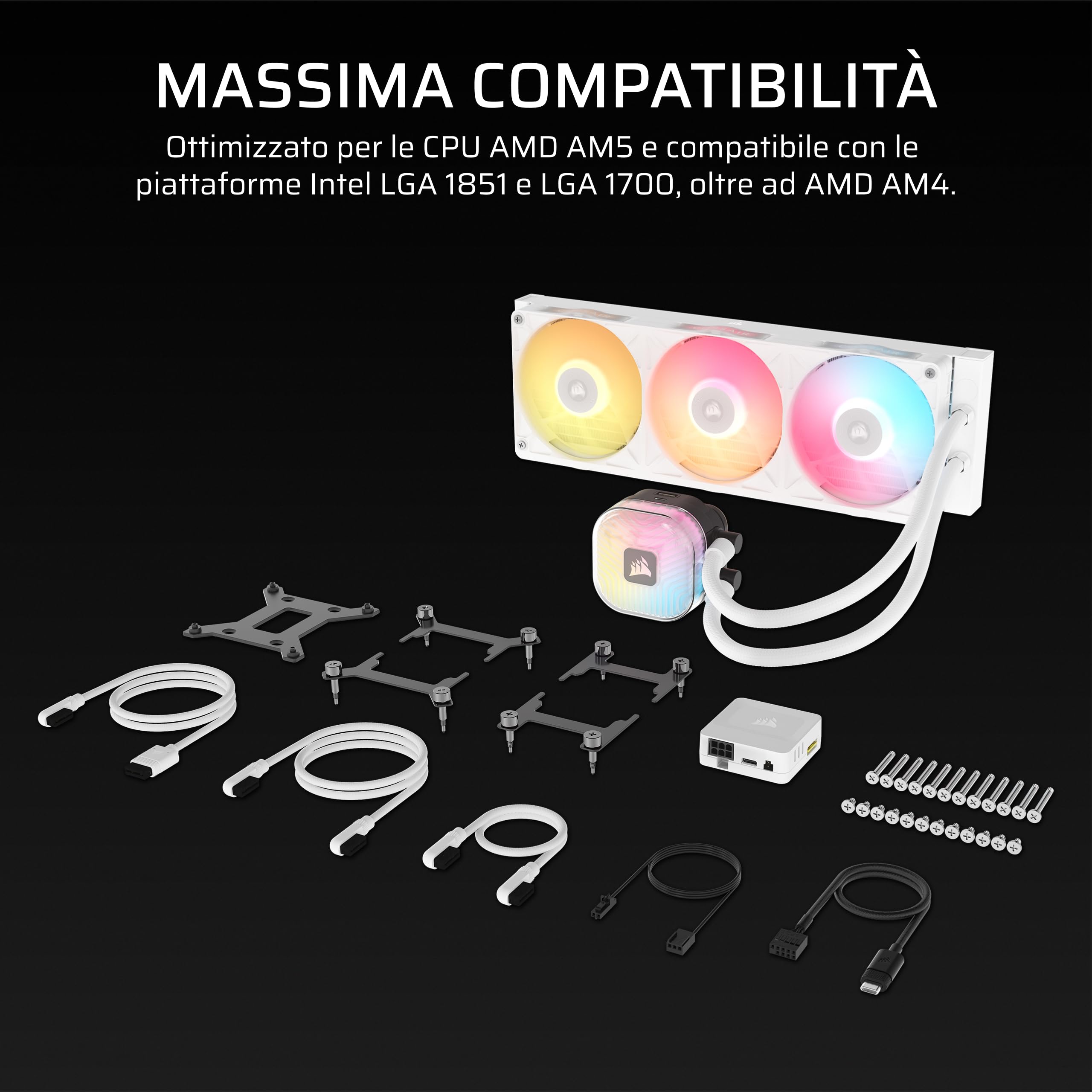 CORSAIR iCUE LINK TITAN II 360mm RX RGB Raffreddamento CPU AIO — Bianco