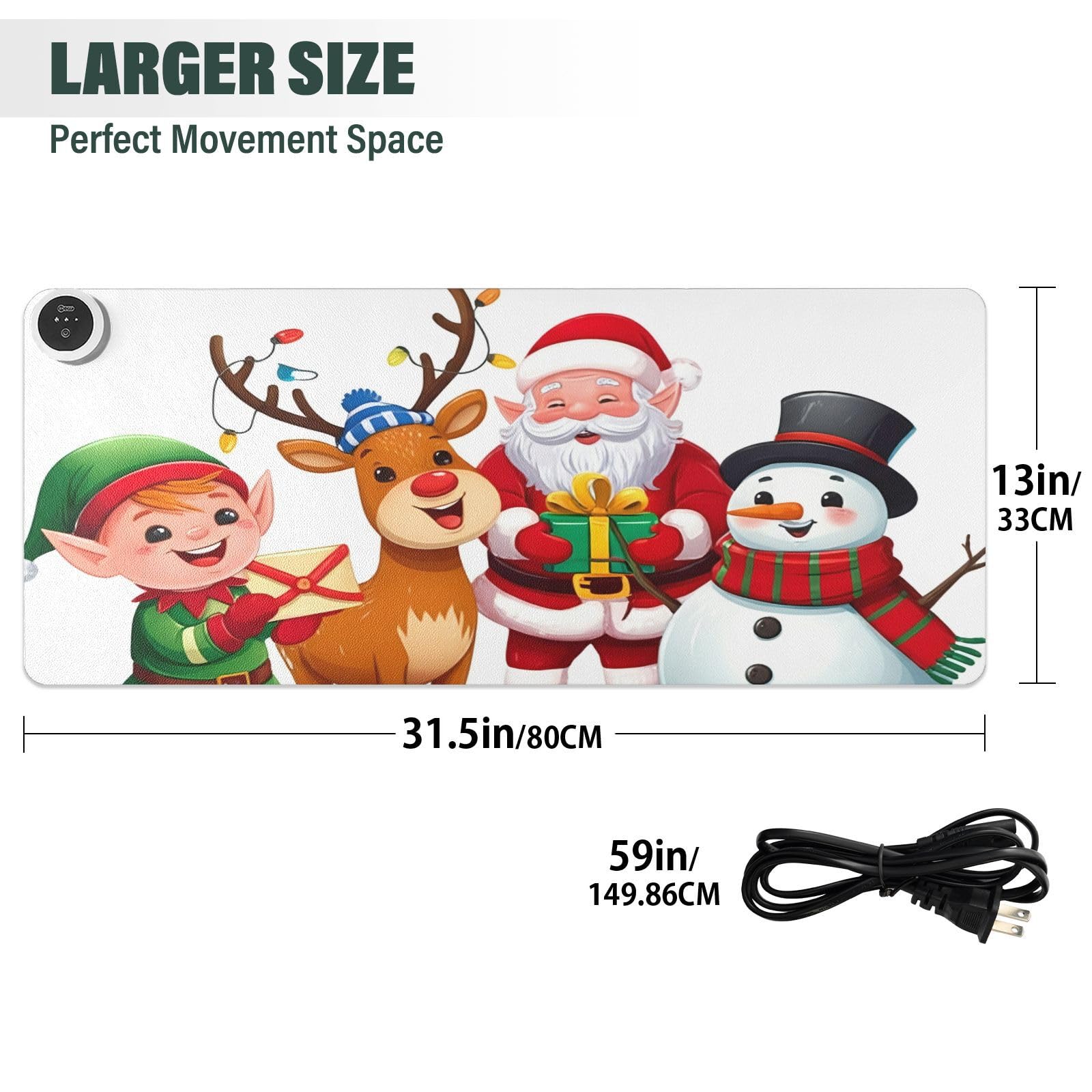 FRMG Natale Babbo Natale Nano Cervo Pupazzo di neve Desk mat Riscaldato Desk mat Riscaldato Mouse pad Tre livelli Temperatura Grafene Riscaldamento Foglio A2305584