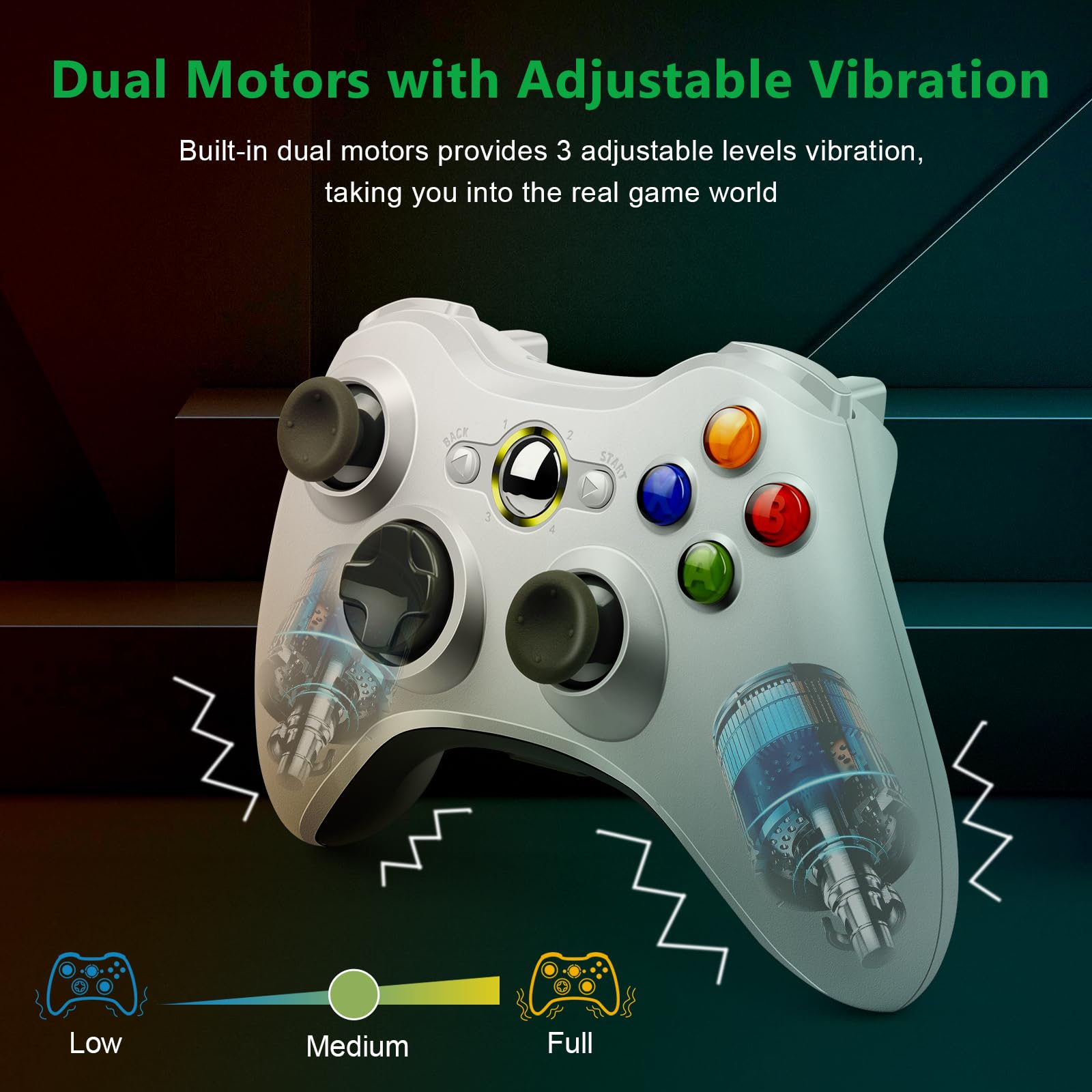 Labtec Controller Wireless per Xbox 360, Gamepad Joystick Wireless 2.4GHZ per Console Xbox 360 & Slim e PC Windows XP/7/8/10/11
