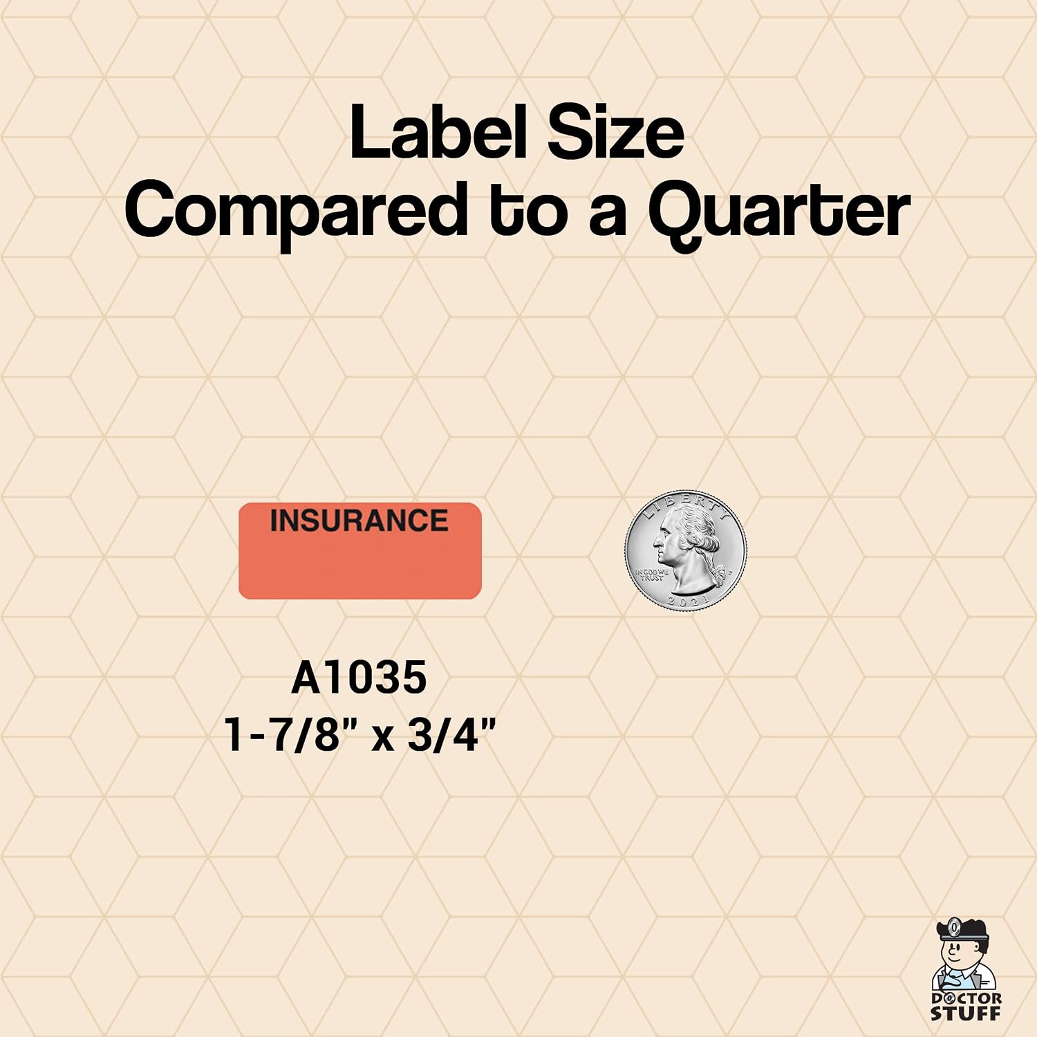 Insurance Chart Label, Fluorescent Red/Black, 1-7/8” x 3/4”, 500 Stickers/Box, Permanent Adhesive for Patient Documentation, Doctor Stuff