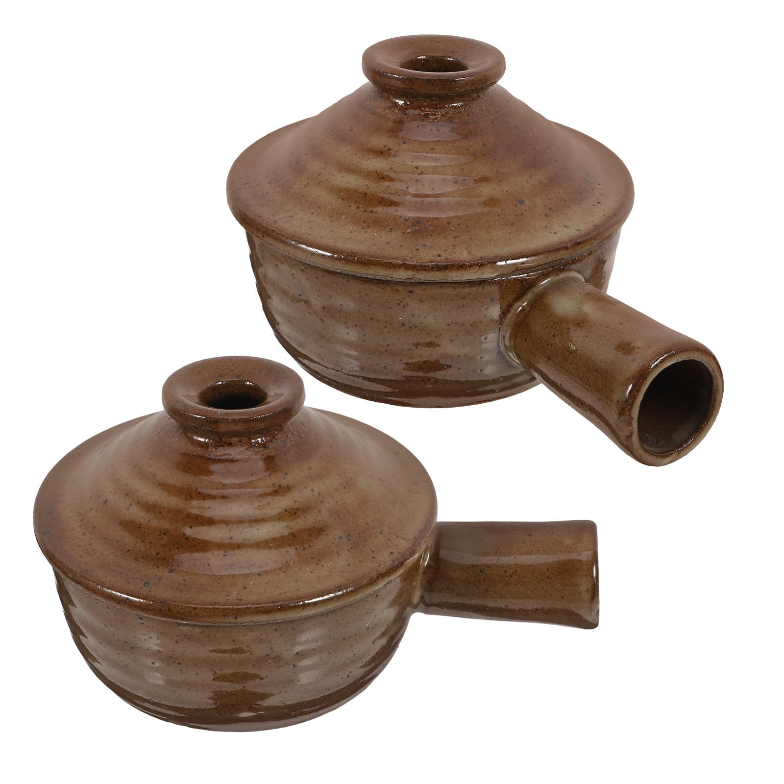 2 Piezas Olla de Barro con Tapa Apta para Microondas Cocina Cerámica para Estofado Sopa y Postres de Ollas de Arcilla para Cocina Casera