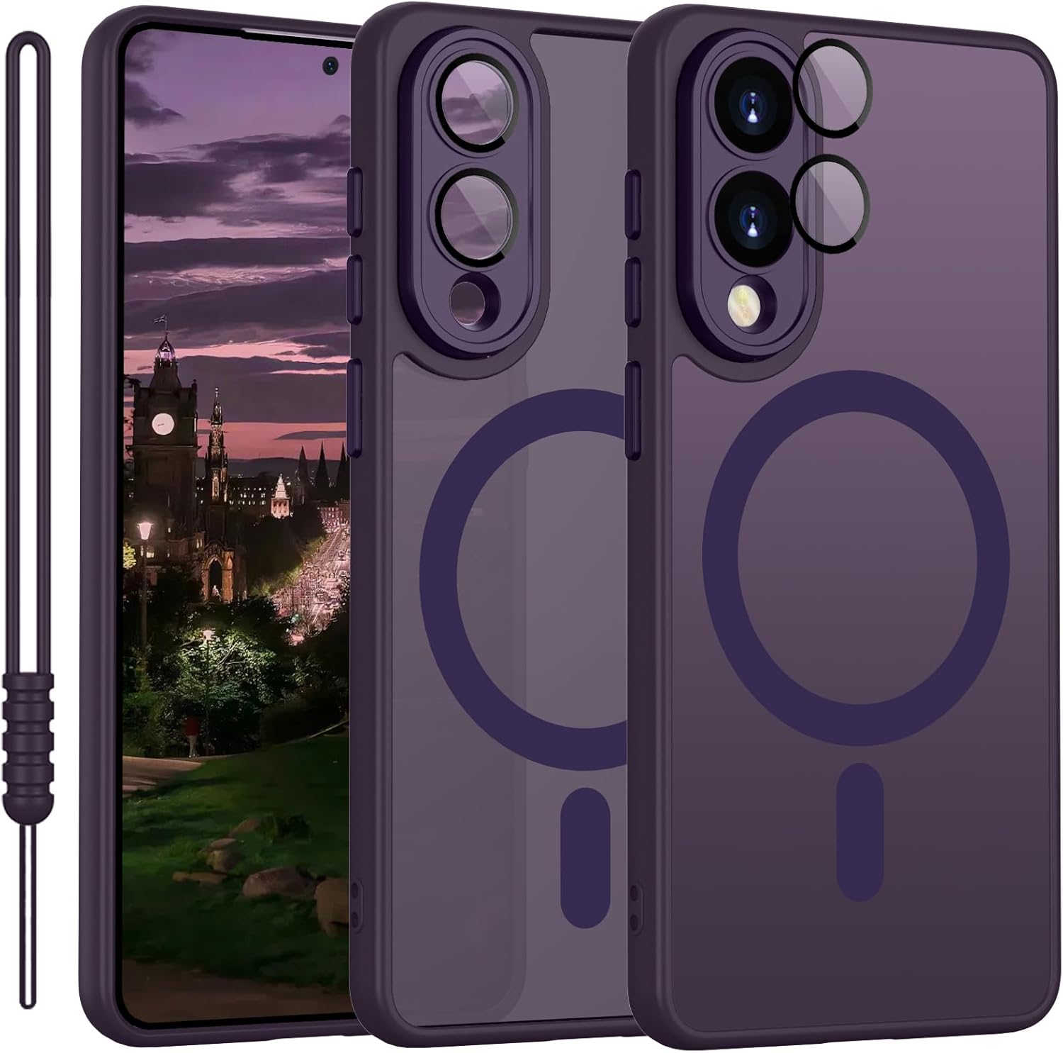 coque Samsung s25 Edge – Coque pour Samsung Galaxy S25 Edge compatible avec MagSafe, protection magnétique mate, antidérapante, résistante aux rayures, aux chocs, coque de protection pour Samsung Galaxy S25 Edge, violet foncé