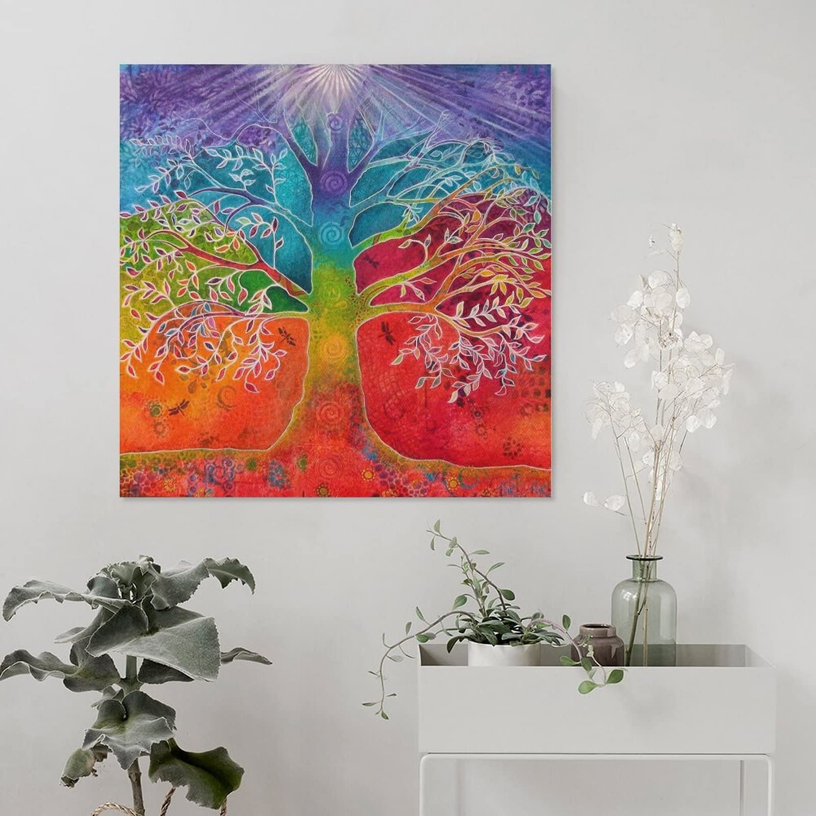 Amazon.co.jp: 絵画 カラフルな生命の木インテリア 絵画 自然の芸術