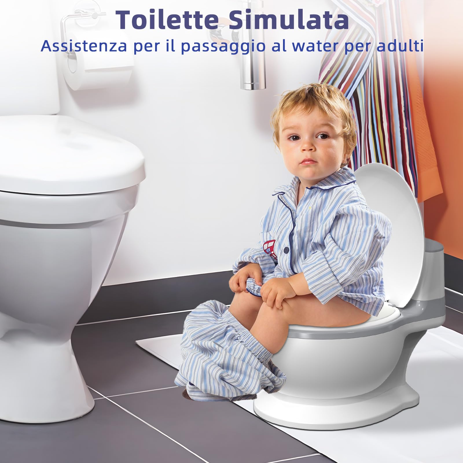 Vasetto per Bambini WC,Vasino Bambini, ragazzi e ragazze, Vasino da Viaggio per Bambini, Antiscivolo, Rimovibile, per Baby da 1 a 3 Anni, Grigio