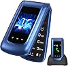 uleway 4G Senior Mobile Phone Folding Mobile Phone without Contract Senior Phone with Large Buttons 2.4 Inch + 1.77 Inch Dual Display Long Standby Time Seniors Mobile Phone with SOS Emergency Call Button Flip Mobile Phone with Charging Station Blue