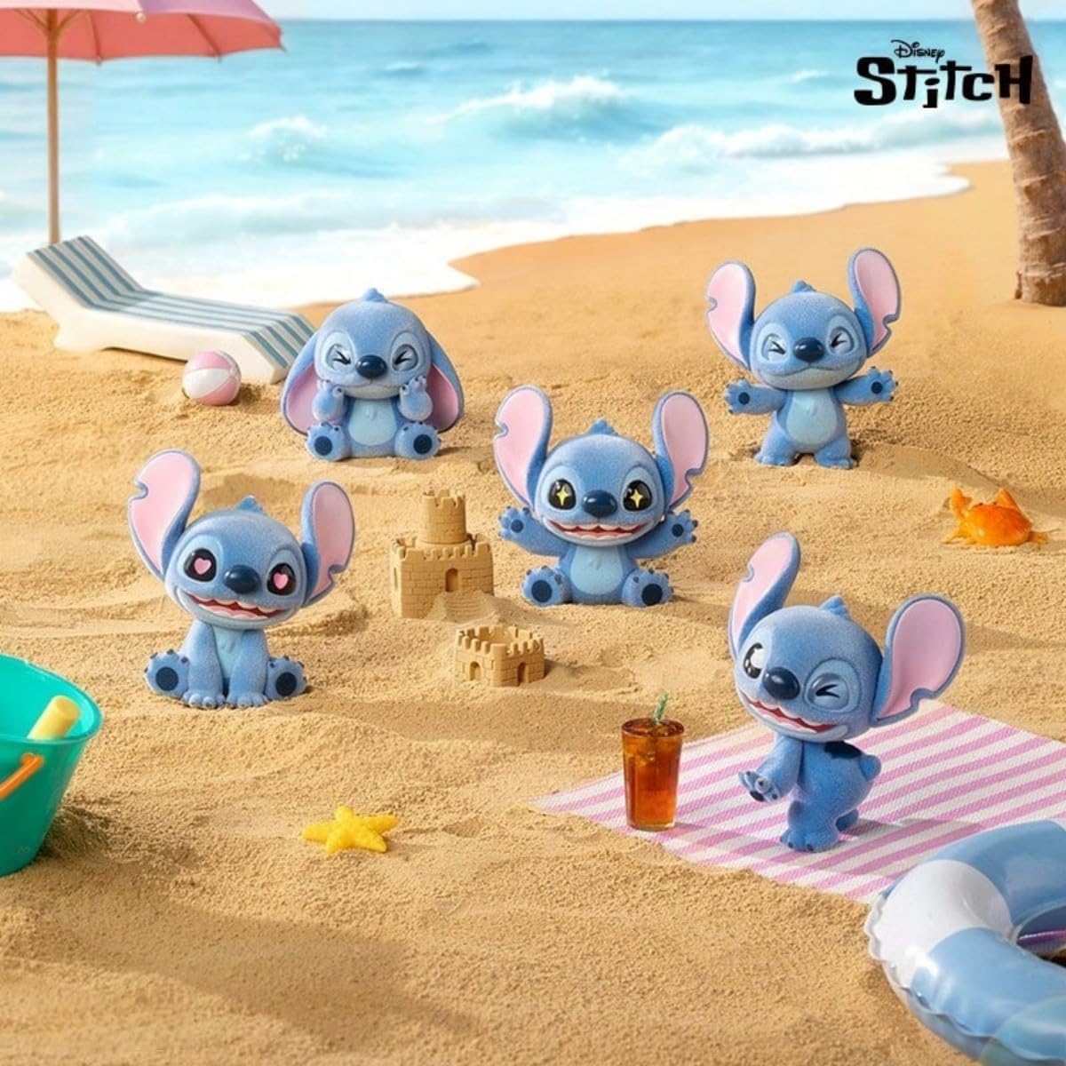 MINISO Disney Stitch Blind Bag, 1 Pack (3 Mini Flocked Figures Inside), 2'' Kawaii Blind Box Collectible Toys, Cute Friendship Gift for Girls Boys Girlfriend