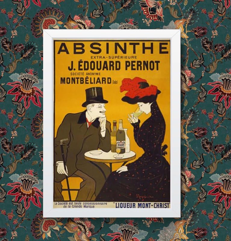 Vintage 1900's French Absinthe Liqueur Drinks Advertisement Poster Wall Art Print | (A4 Framed - White Frame)