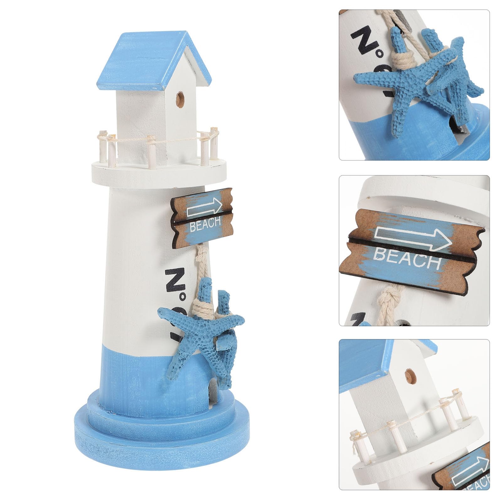 Gatuida 3 Pezzi Piccolo Faro Decorativo in Legno MDF per Casa