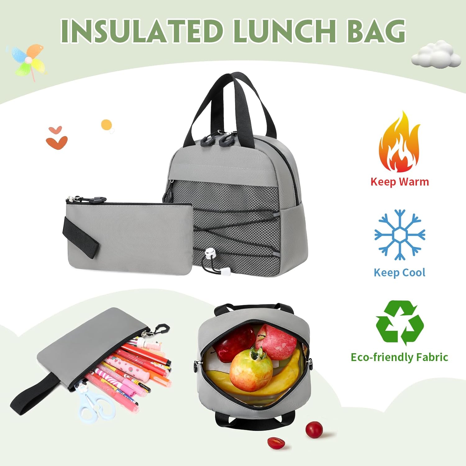 GeeWin Backpack for Boys, Waterproof Boys Backpacks 15.6" Laptop Backpack Schoolbag for Teens Boy Kids Children Middle High School, Back to School Book Bags Set with Lunch Bag & Pencil Bag (Grey) - Image 6