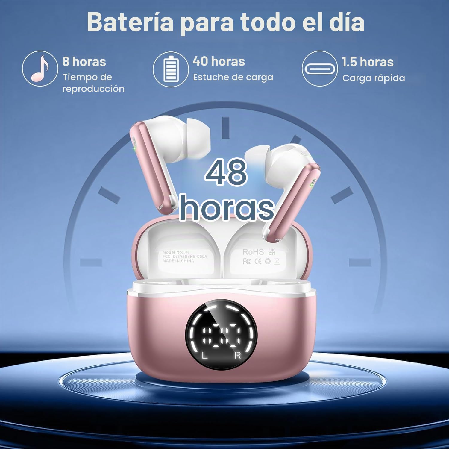 Auriculares Bluetooth Inalámbricos 5.4, Cascos HiFi y Conexión Automática