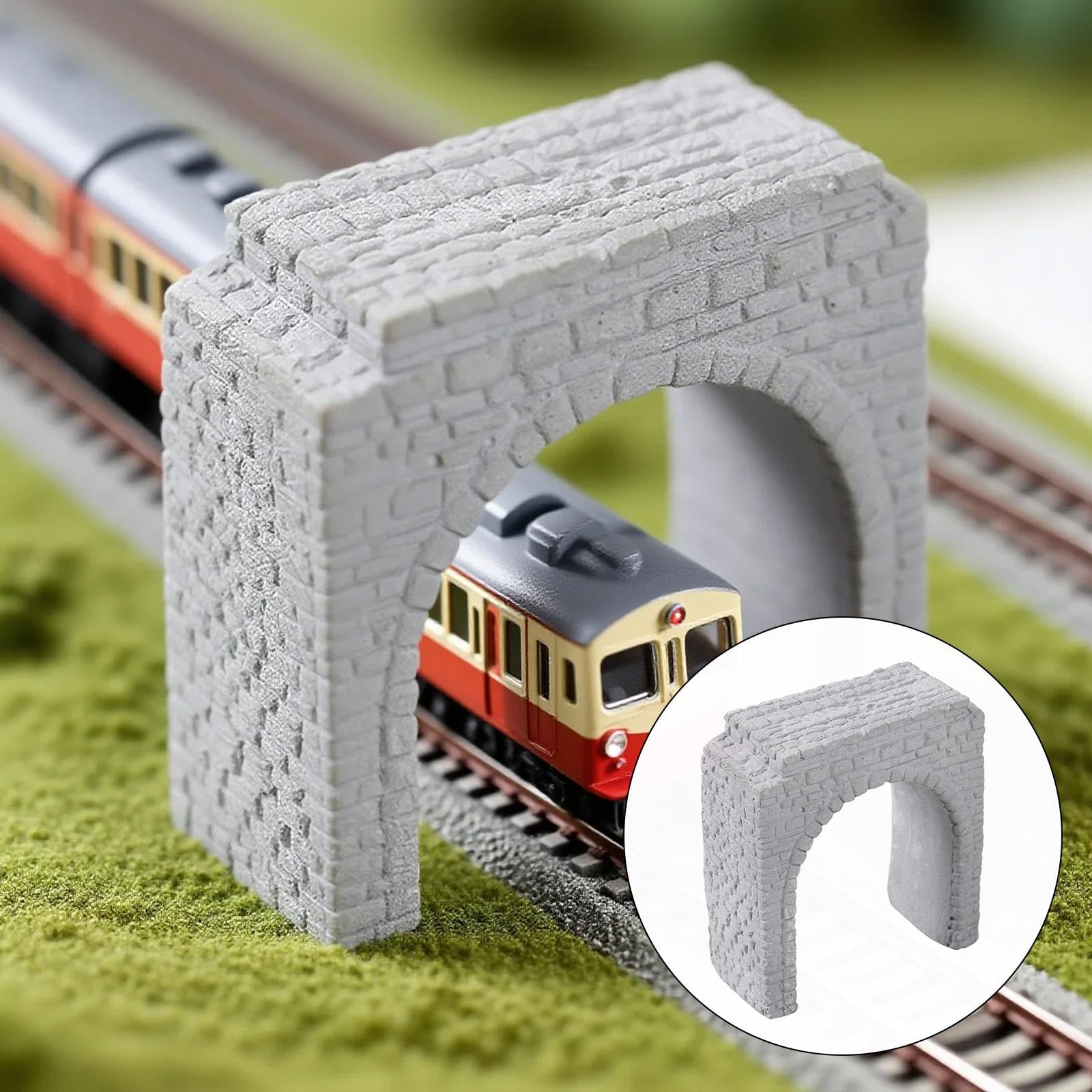 Modello di portale di tunnel ferroviario a scala N, struttura in pietra, in gesso, accessorio di simulazione in miniatura, adatto ai bambini, 5.31 x 2.42 x 6 cm