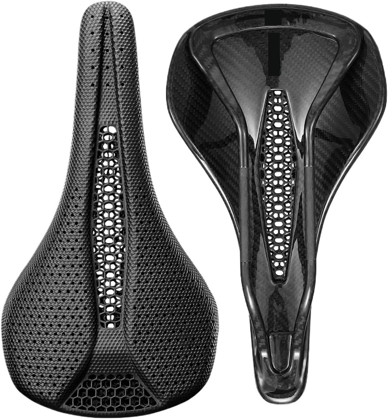 Full Carbon 3D Printed Bike Saddle - 265mm/142mm Wide Seating (79mm) Bicycle Seat, Essential Cushion Parts for MTB, Gravel & Road Bike Cycling