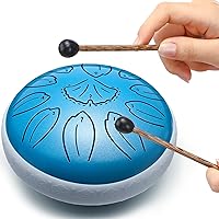 Vista 2 de Percusión de tambor de lengua de acero, 6 pulgadas, 11 notas, instrumentos musicales con libro de música, mazos, bolsa de transporte, púas de dedos